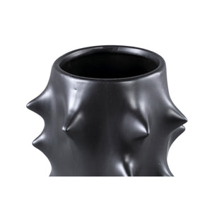 Flowerpot – Ceramic Stoneware, Bulbous Design, Black, L – Oswaldo | PTMD