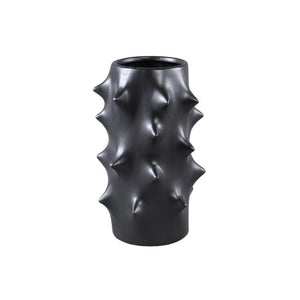 Flowerpot – Ceramic Stoneware, Bulbous Design, Black, L – Oswaldo | PTMD