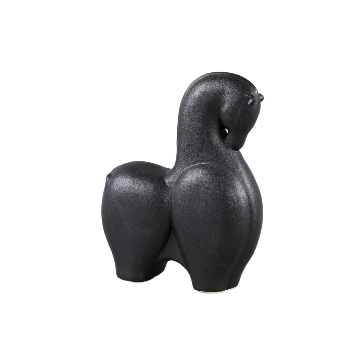 Statue - Steinzeug, Pferdekopf-Design, niedrige Form, Schwarz – Honore | PTMD