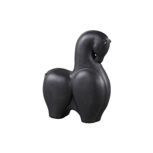 Statue - Steinzeug, Pferdekopf-Design, niedrige Form, Schwarz – Honore | PTMD