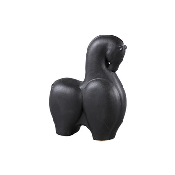 Statue - Steinzeug, Pferdekopf-Design, niedrige Form, Schwarz – Honore | PTMD