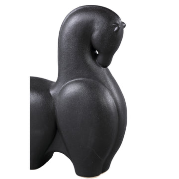 Statue - Steinzeug, Pferdekopf-Design, niedrige Form, Schwarz – Honore | PTMD