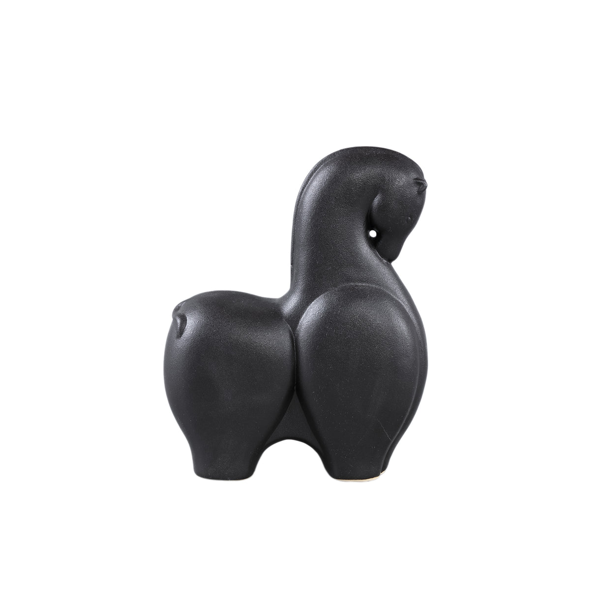 Statue - Steinzeug, Pferdekopf-Design, niedrige Form, Schwarz – Honore | PTMD
