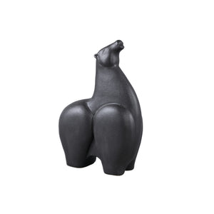 Statue - Steinzeug, Pferdekopf-Design, hohe Form, Schwarz – Honore | PTMD