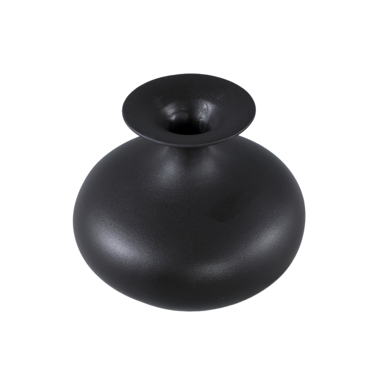 Pot – Ceramic Stoneware, Bulbous Design, Black, M – Lyndsay | PTMD