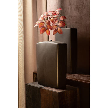Vase – Rectangular Design, Ceramic Material, Black Color, L – Janettee | PTMD