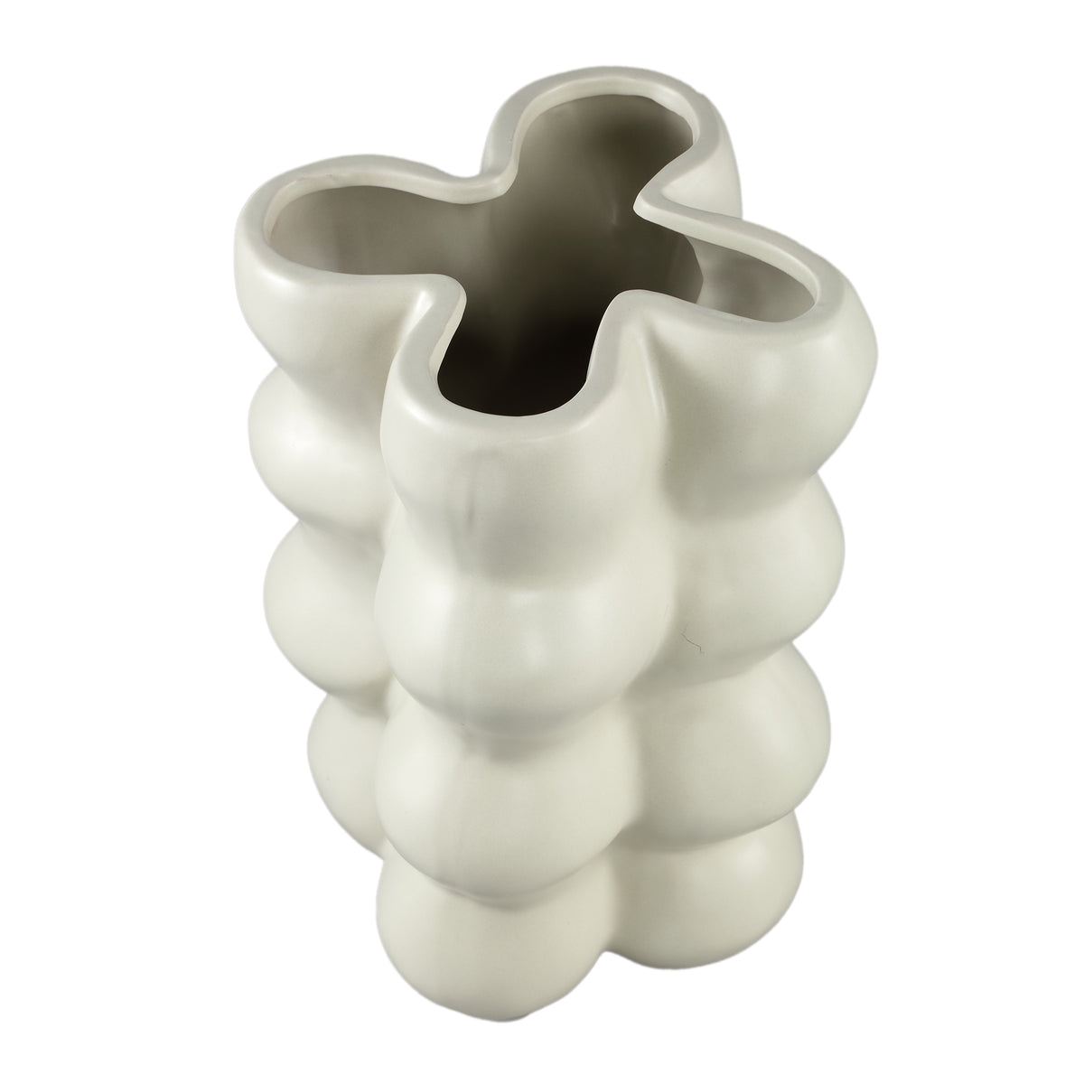 Flower Pot – Ceramic Stoneware, Bulbous Design, Cream, M – Baille | PTMD