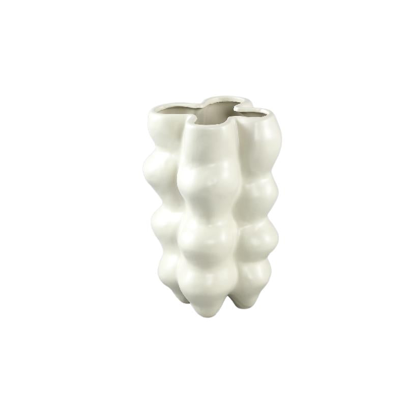 Flower Pot – Ceramic Stoneware, Bulbous Design, Cream, M – Baille | PTMD