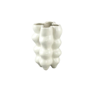 Flower Pot – Ceramic Stoneware, Bulbous Design, Cream, M – Baille | PTMD