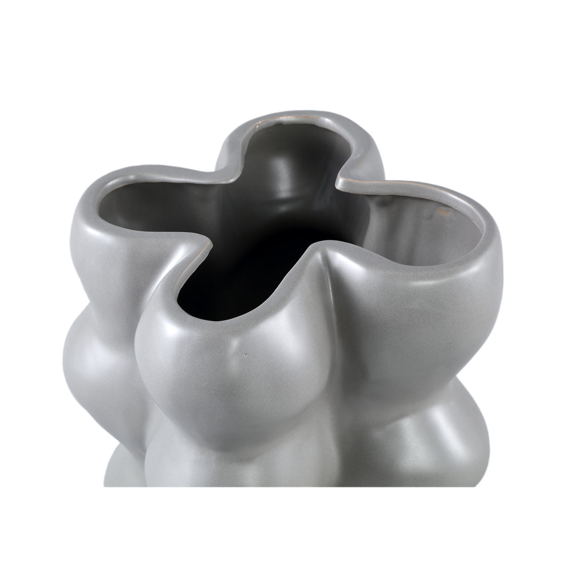 Flower pot – ceramic stoneware, bulbous design, grey, L – Baille | PTMD