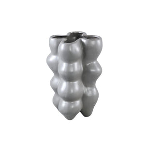 Flower pot – ceramic stoneware, bulbous design, grey, L – Baille | PTMD