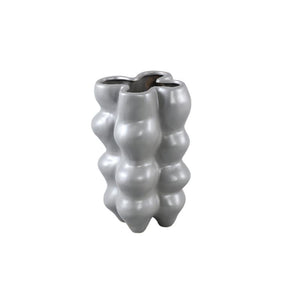 Flower pot – Ceramic stoneware, Bulging design, Grey, M – Baille | PTMD