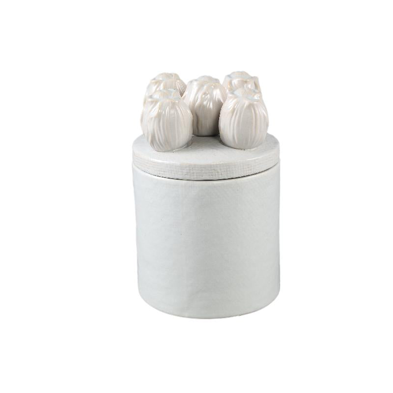 Pot - Stoneware, Tulip Relief, Round, Cream, Handmade – Krystine | PTMD