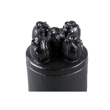 Topf - Steinzeug, Tulpen-Relief, runde Form, Schwarz, – Krystine | PTMD