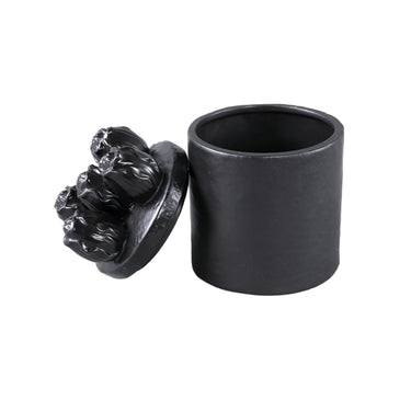 Topf - Steinzeug, Tulpen-Relief, runde Form, Schwarz, – Krystine | PTMD