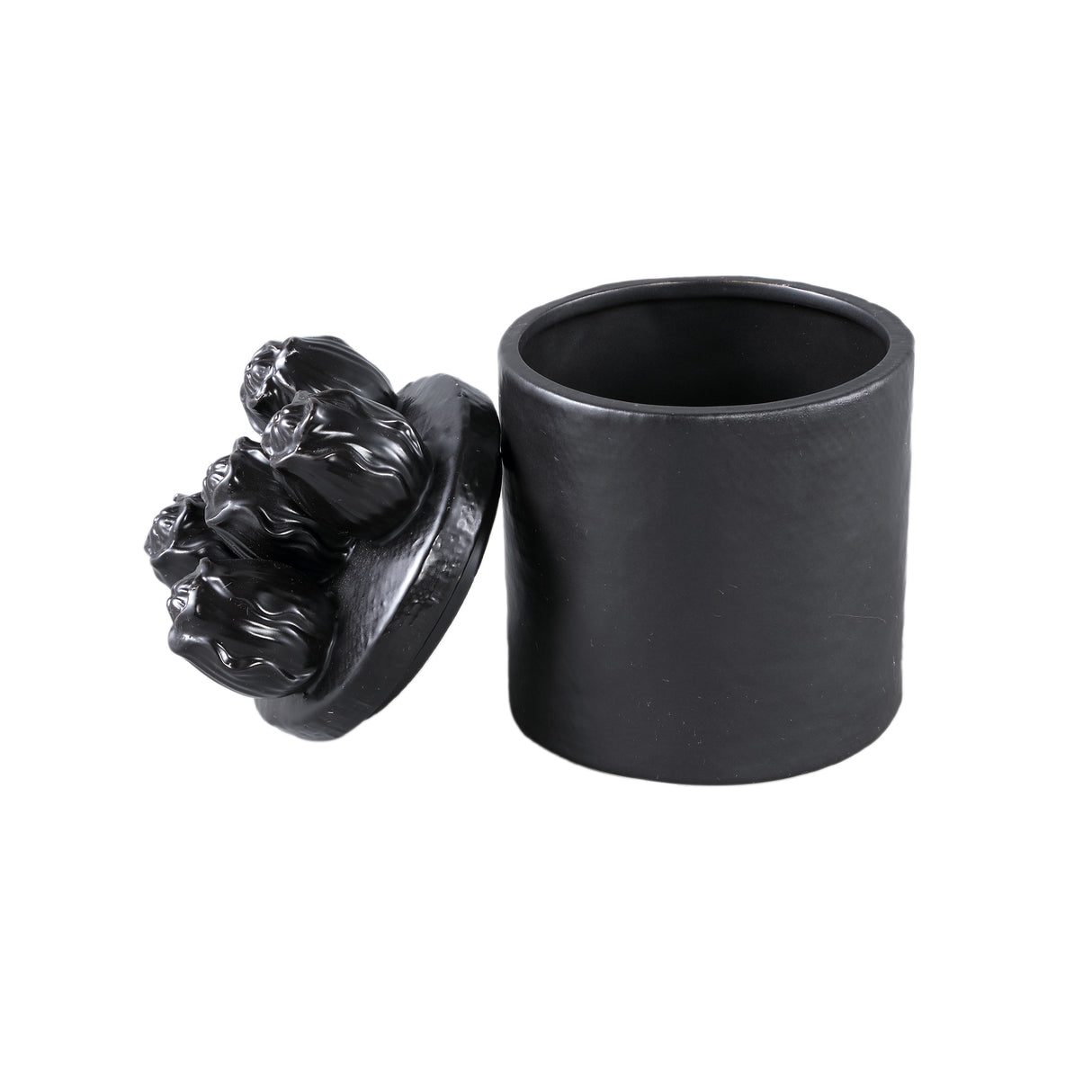 Pot - Stoneware, Tulip Relief, Round Shape, Black, Handmade – Krystine | PTMD