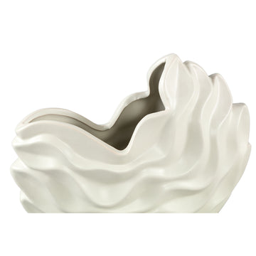 Topf – Steinzeug Keramik, Wellen Design, Creme Farbe, L – Kaylagh | PTMD