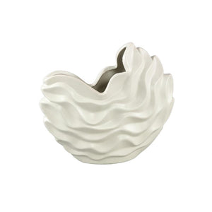 Pot – Stoneware Ceramic, Wave Design, Cream Color, L – Kaylagh | PTMD