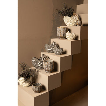 Topf – Steinzeug Keramik, Wellen Design, Creme Farbe, L – Kaylagh | PTMD
