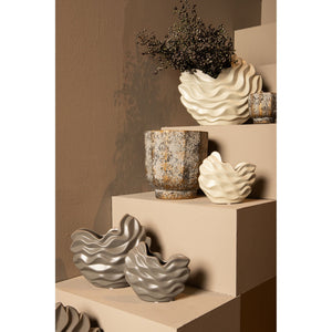Pot – Stoneware Ceramic, Wave Design, Gray, L – Kaylagh | PTMD