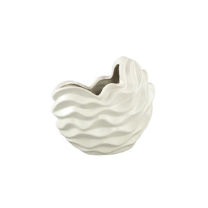 Pot - Stoneware Ceramic, Wave Design, Cream Color, M - Kaylagh | PTMD