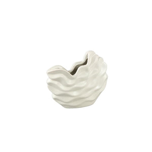 Pot – Stoneware Ceramic, Wave Design, Cream Color, S – Kaylagh | PTMD