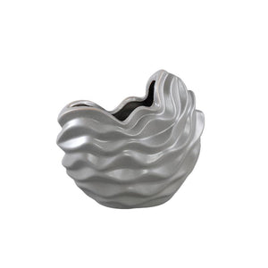 Pot – Stoneware Ceramic, Wave Design, Grey Color, M – Kaylagh | PTMD