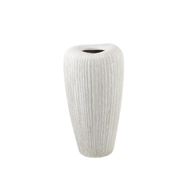 Topf – Linienstruktur Design, Runde Form, Cremefarbe, Keramikmaterial, S – Zinet | PTMD