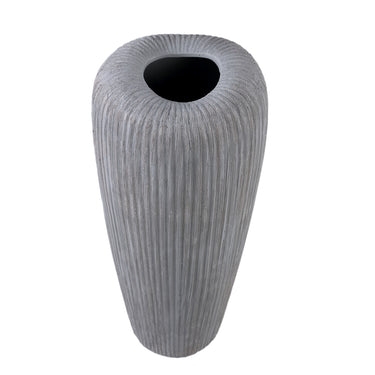 Topf – Graufarbe, Runde Form, Linienmuster, Keramik, L – Zinet | PTMD