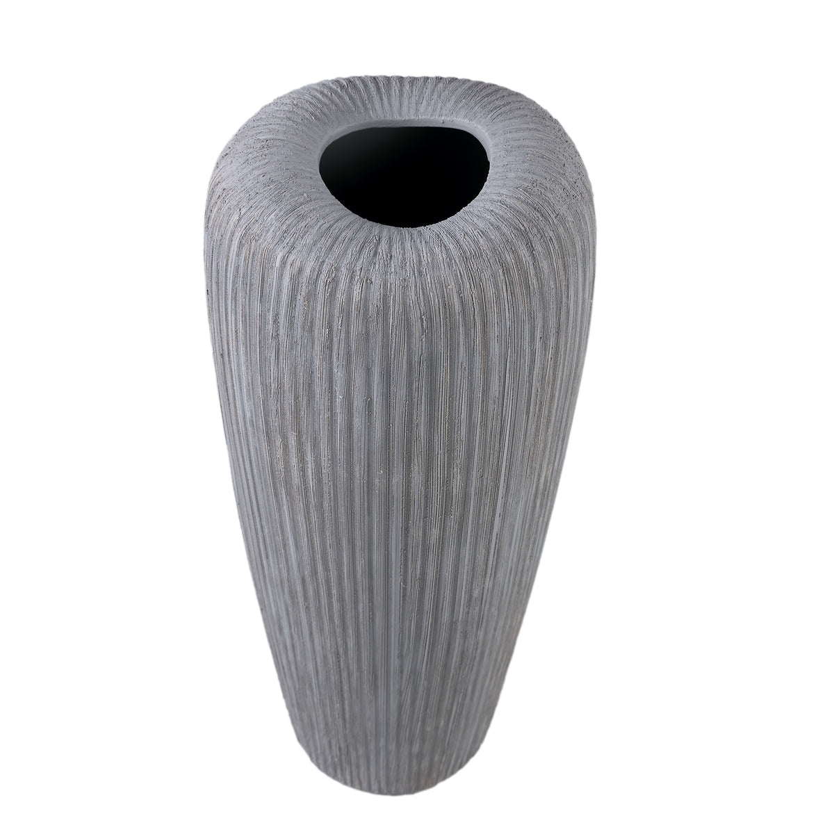 Pot - Grey, Round Shape, Line Pattern, Ceramic, L - Zinet | PTMD