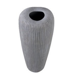 Pot - Grey, Round Shape, Line Pattern, Ceramic, L - Zinet | PTMD
