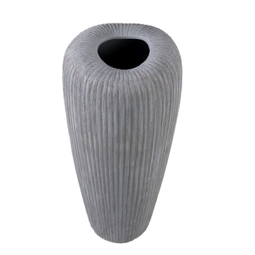 Pot - Grey, Round Shape, Line Pattern, Ceramic, L - Zinet | PTMD