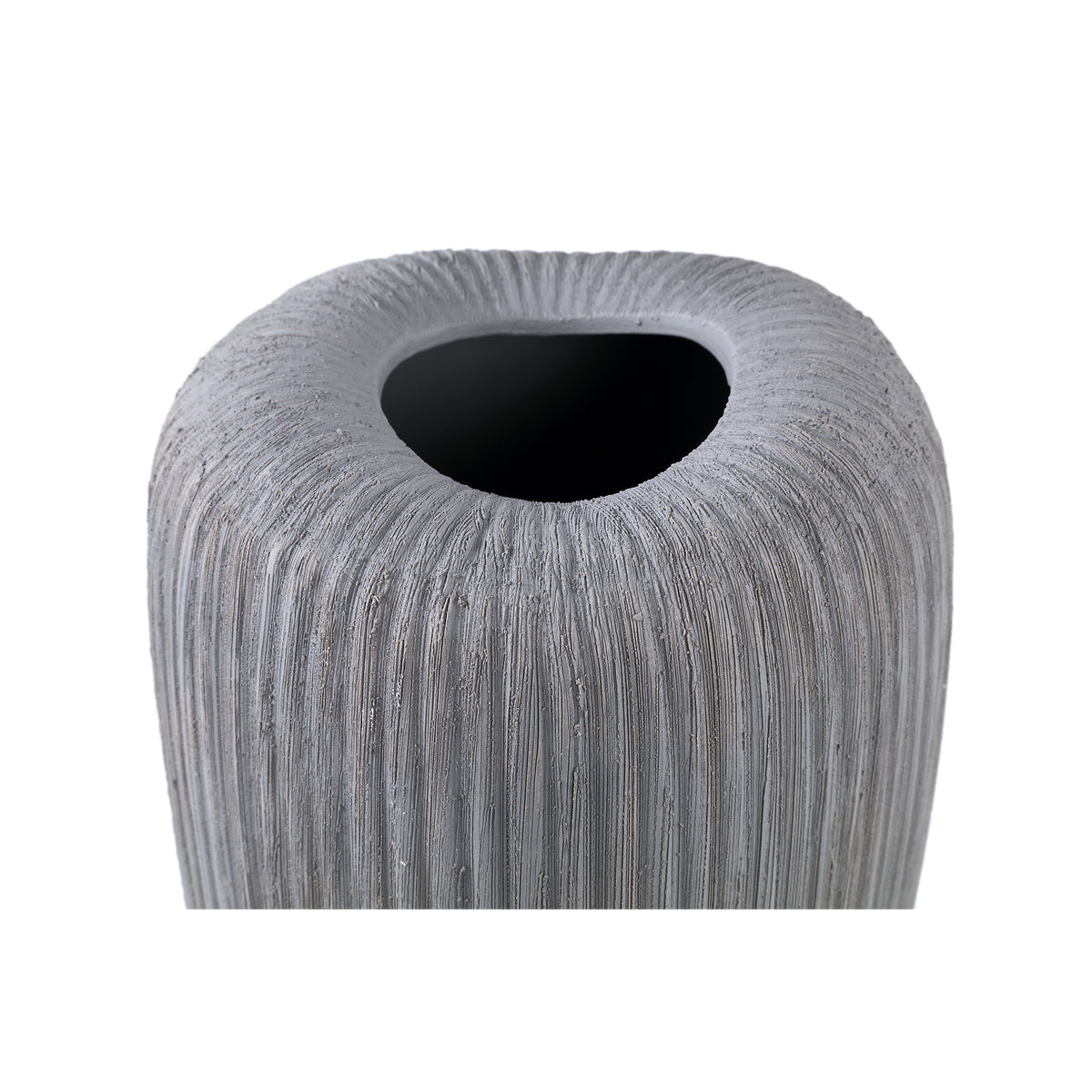 Pot - Grey, Round Shape, Line Pattern, Ceramic, L - Zinet | PTMD