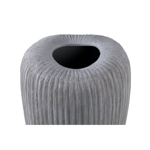 Pot - Grey, Round Shape, Line Pattern, Ceramic, L - Zinet | PTMD
