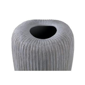 Pot - Grey, Round Shape, Line Pattern, Ceramic, L - Zinet | PTMD