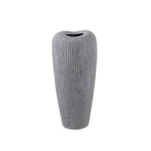Pot – Grey, Round Shape, Line Pattern, Ceramic, M – Zinet | PTMD