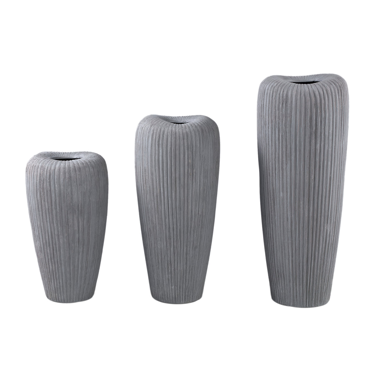 Pot – Grey, Round, Lined Pattern, Ceramic, S – Zinet | PTMD
