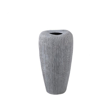 Pot – Grey, Round, Lined Pattern, Ceramic, S – Zinet | PTMD