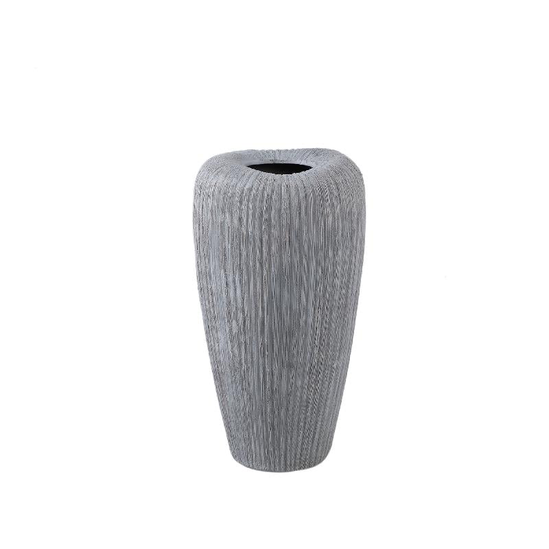 Pot – Grey, Round, Lined Pattern, Ceramic, S – Zinet | PTMD