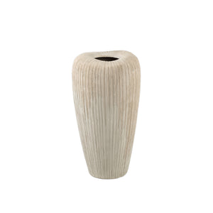 Pot – Linear Structure Design, Round Shape, Taupe Color, Ceramic Material, S – Zinet | PTMD