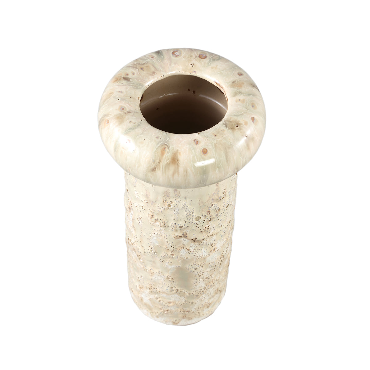 Flowerpot – Cream-colored surface, Round shape, Glazed surface, Ceramic, L – Wang | PTMD
