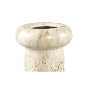 Flowerpot – Cream-colored surface, Round shape, Glazed surface, Ceramic, L – Wang | PTMD