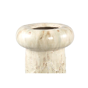 Flowerpot – Cream-colored surface, Round shape, Glazed surface, Ceramic, L – Wang | PTMD