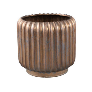 Pot – Ceramic Stoneware, Line Design, Bronze, L – Eevie | PTMD