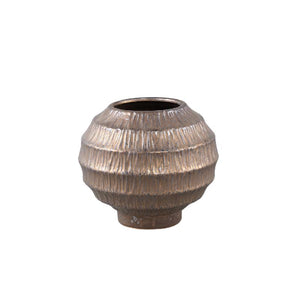 Pot – Ceramic Stoneware, Ribbed Design, Bronze, S – Cherith | PTMD