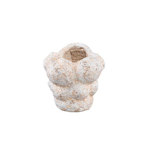 Blumentopf – Zement Material, Kreis Muster, Creme Farbe, XS – Vasilisa | PTMD