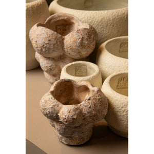 Blumentopf – Zement Material, Kreis Muster, Creme Farbe, M – Vasilisa | PTMD