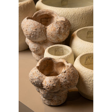 Blumentopf – Zement Material, Kreis Muster, Creme Farbe, M – Vasilisa | PTMD