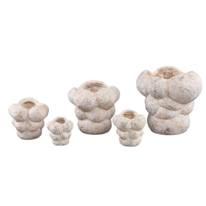 Blumentopf – Zement Material, Kreis Muster, Creme Farbe, M – Vasilisa | PTMD