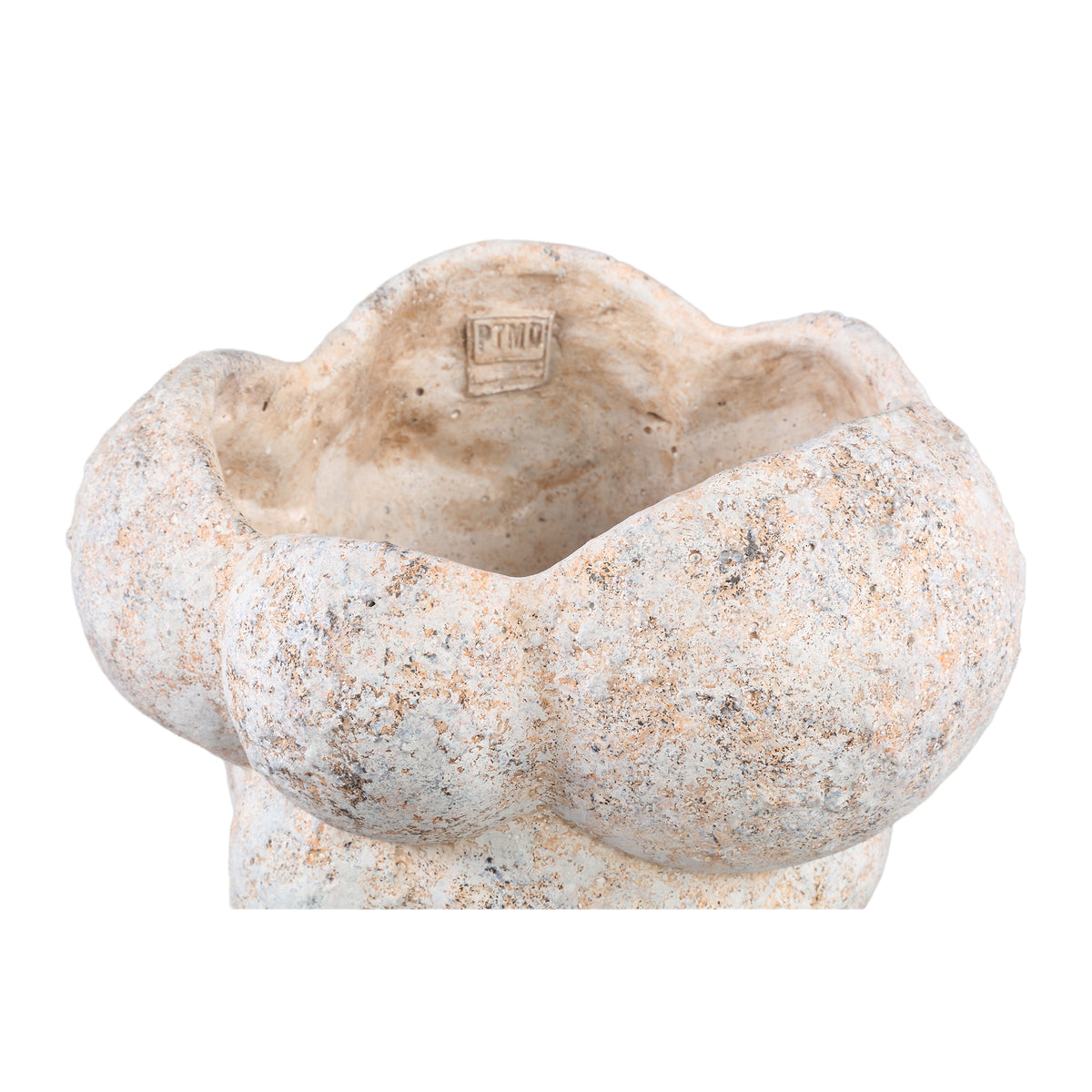 Blumentopf – Zement Material, Kreis Muster, Creme Farbe, XL – Vasilisa | PTMD